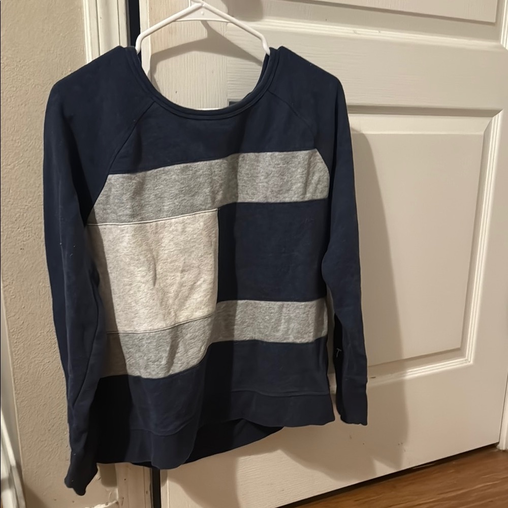 Navy and Gray Striped Tommy Hilfiger sport sweater/long sleeve